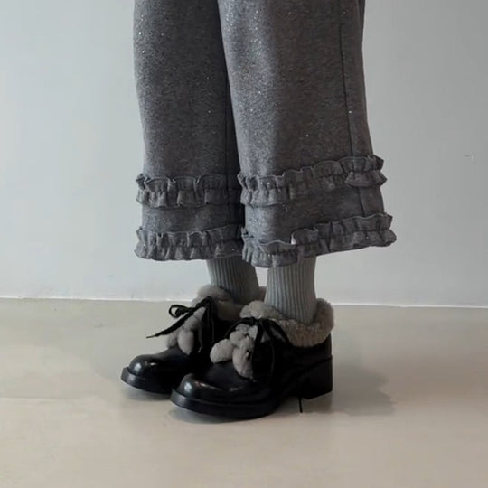 Damen gefütterte Schnürschuhe mit weichem Innenfutter und robustem Profil EB