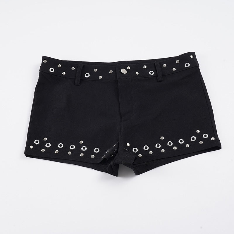 Damen Modische Shorts mit dekorativen Metallösen EB