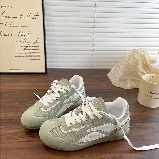 Damen Sportliche Sneaker mit weicher Veloursoberfläche und atmungsaktiver Netzstruktur EB