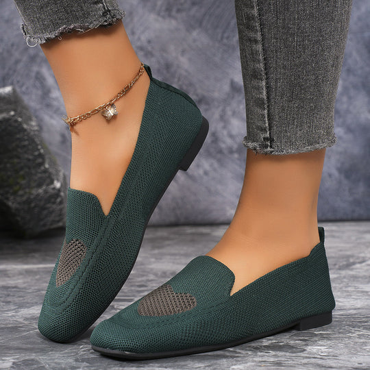 Damen Elegante Slip-On Ballerinas mit Herzdetails EB