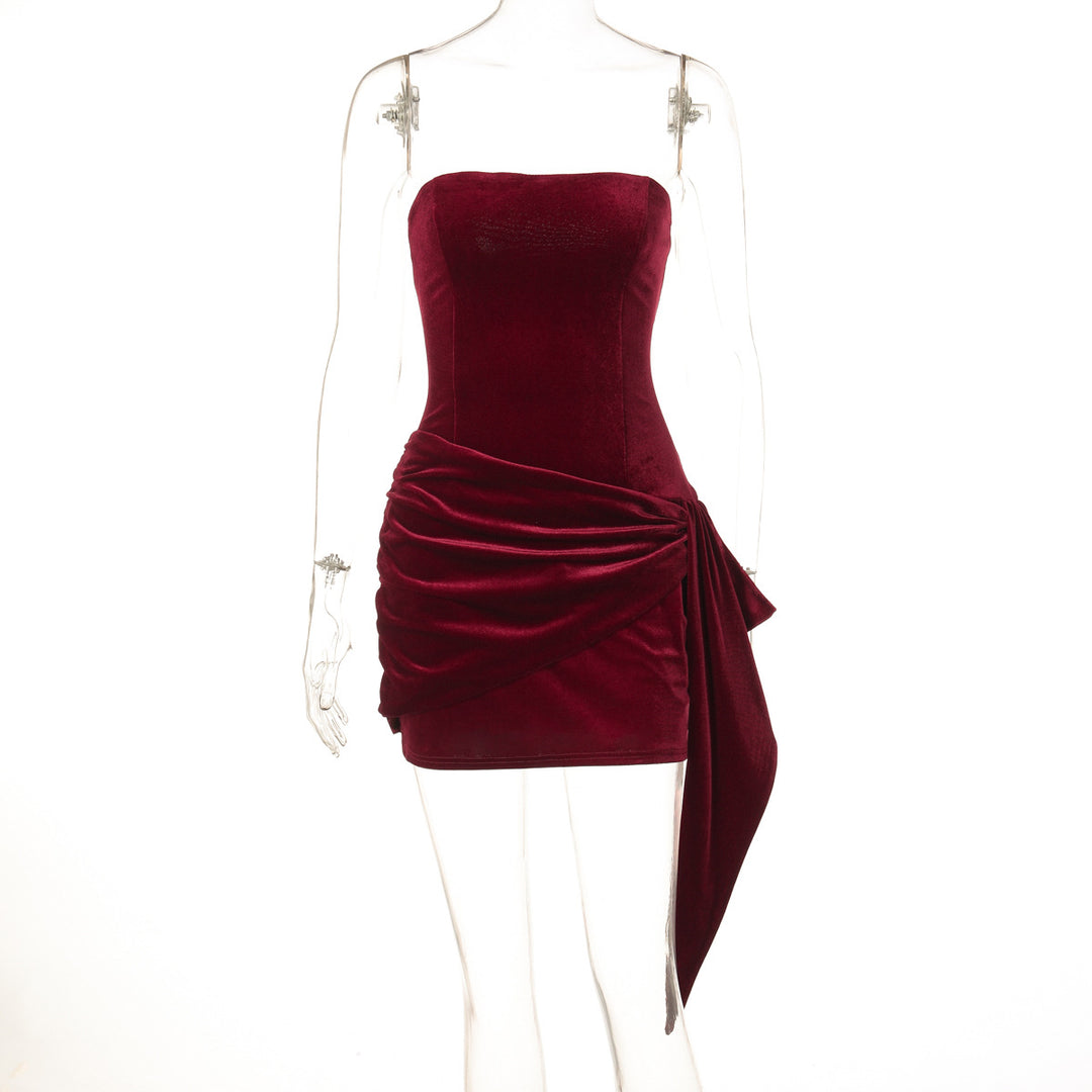 Damen Elegantes Cocktailkleid mit asymmetrischem Rüschendesign EB