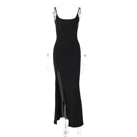 Damen elegantes Maxikleid mit seitlichem Schlitz EB