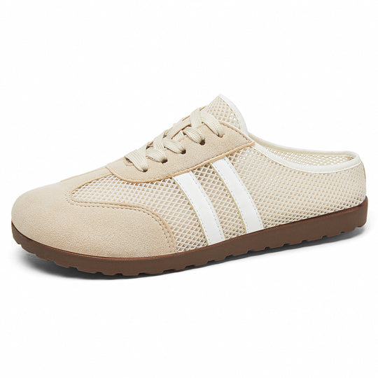 Damen nan atmungsaktive Slip-On Mule-Sneaker mit Mesh-Oberteil und Velourslederbesatz EB