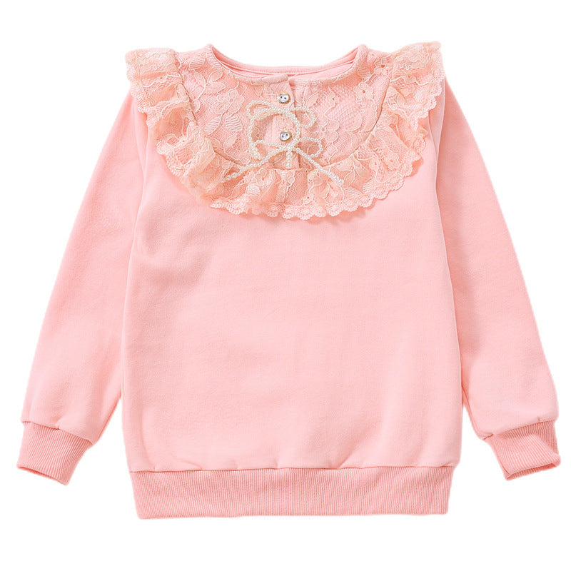 Mädchen Sweatshirt mit romantischem Spitzenkragen EB