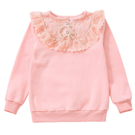 Mädchen Sweatshirt mit romantischem Spitzenkragen EB
