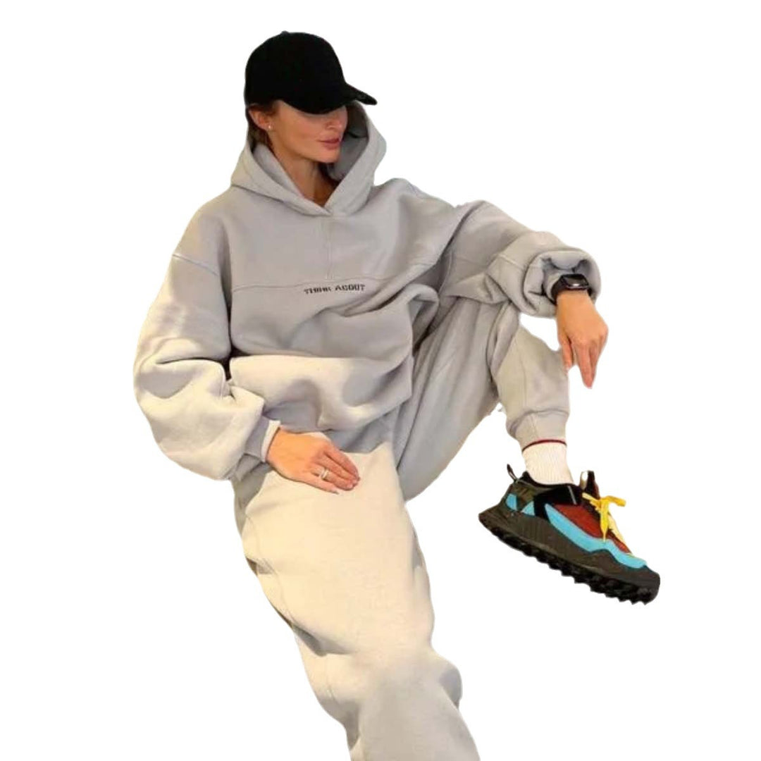 Unisex nan oversized Kapuzenpullover und taillenhohe Jogginghose Set EB