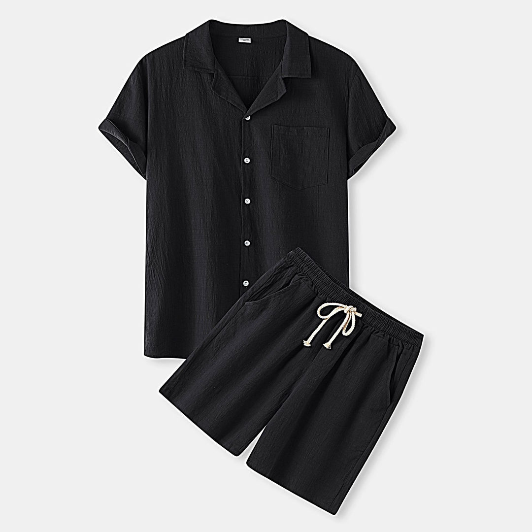 Damen Kurzarm Schlafanzugset mit praktischer Brusttasche und elastischem Bund EB