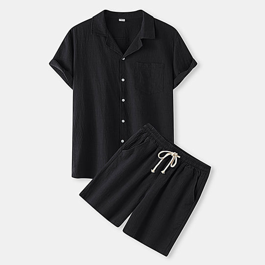 Damen Kurzarm Schlafanzugset mit praktischer Brusttasche und elastischem Bund EB