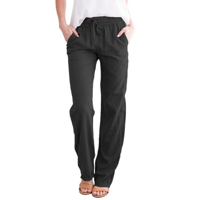 Damen Weite Hose mit elastischem Bund und praktischen Seitentaschen EB
