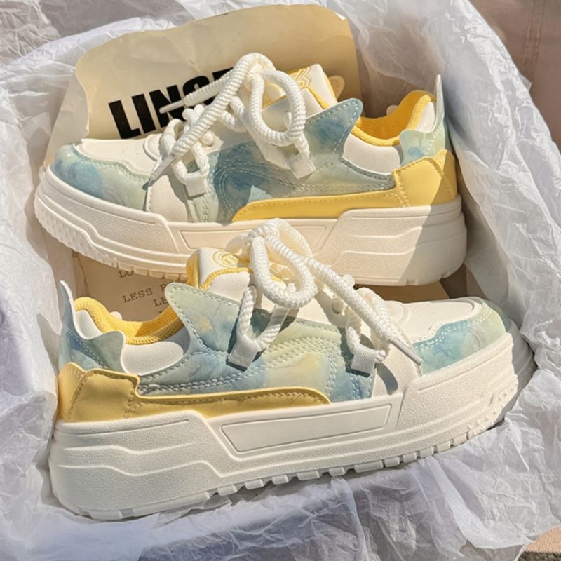 Damen modische Sneaker mit innovativem Plateau-Design und atmungsaktiver Obermaterial-Hybridstruktur EB
