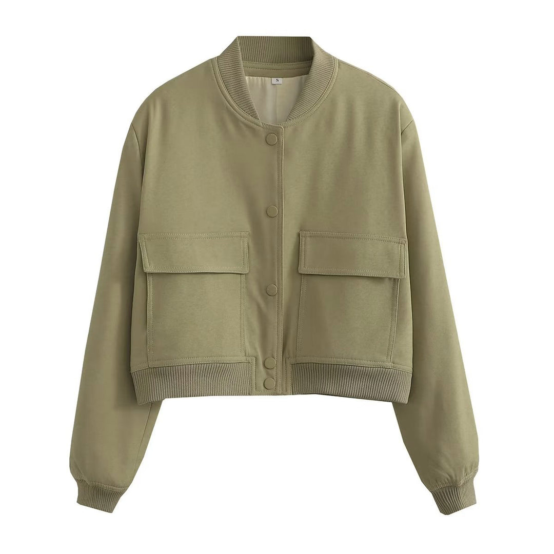 Damen sportliche Bomberjacke mit wattiertem Innenfutter und praktischen Taschen EB