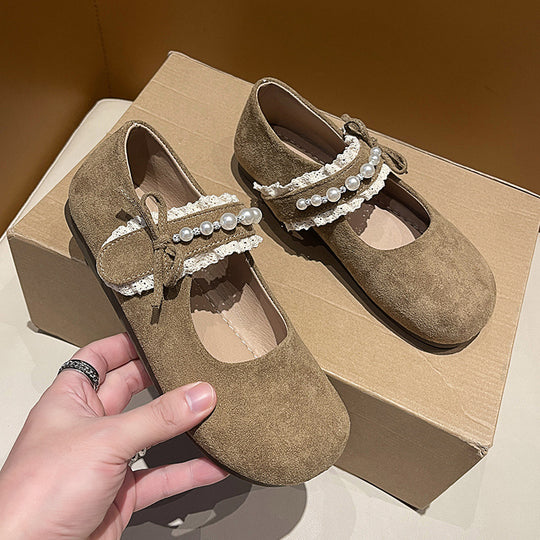 Damen Ballerina mit elegantem Schleifenverzierung und hochwertiger Plüschoberfläche EB