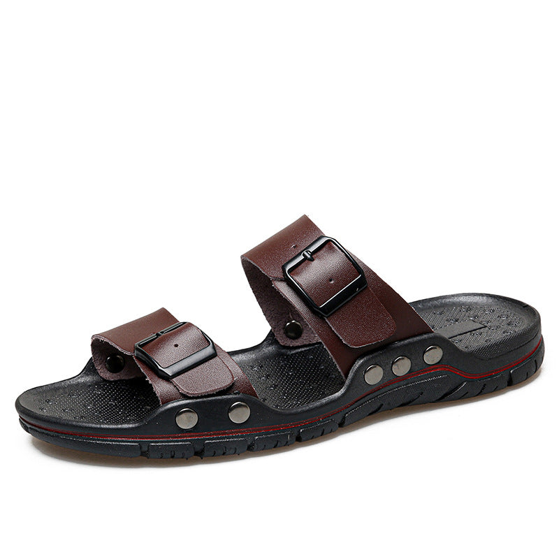 Herren Bequeme Leder-Sandalen mit verstellbaren Riemen EB