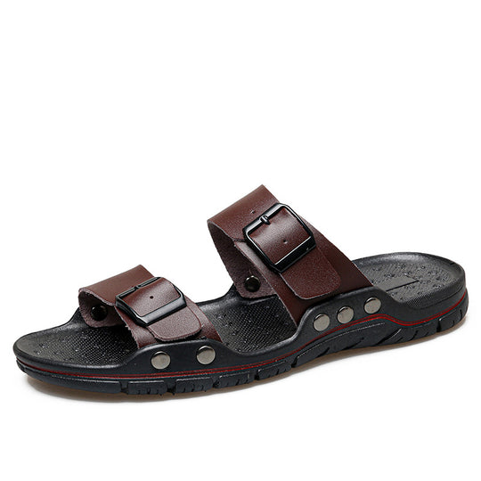Herren Bequeme Leder-Sandalen mit verstellbaren Riemen EB