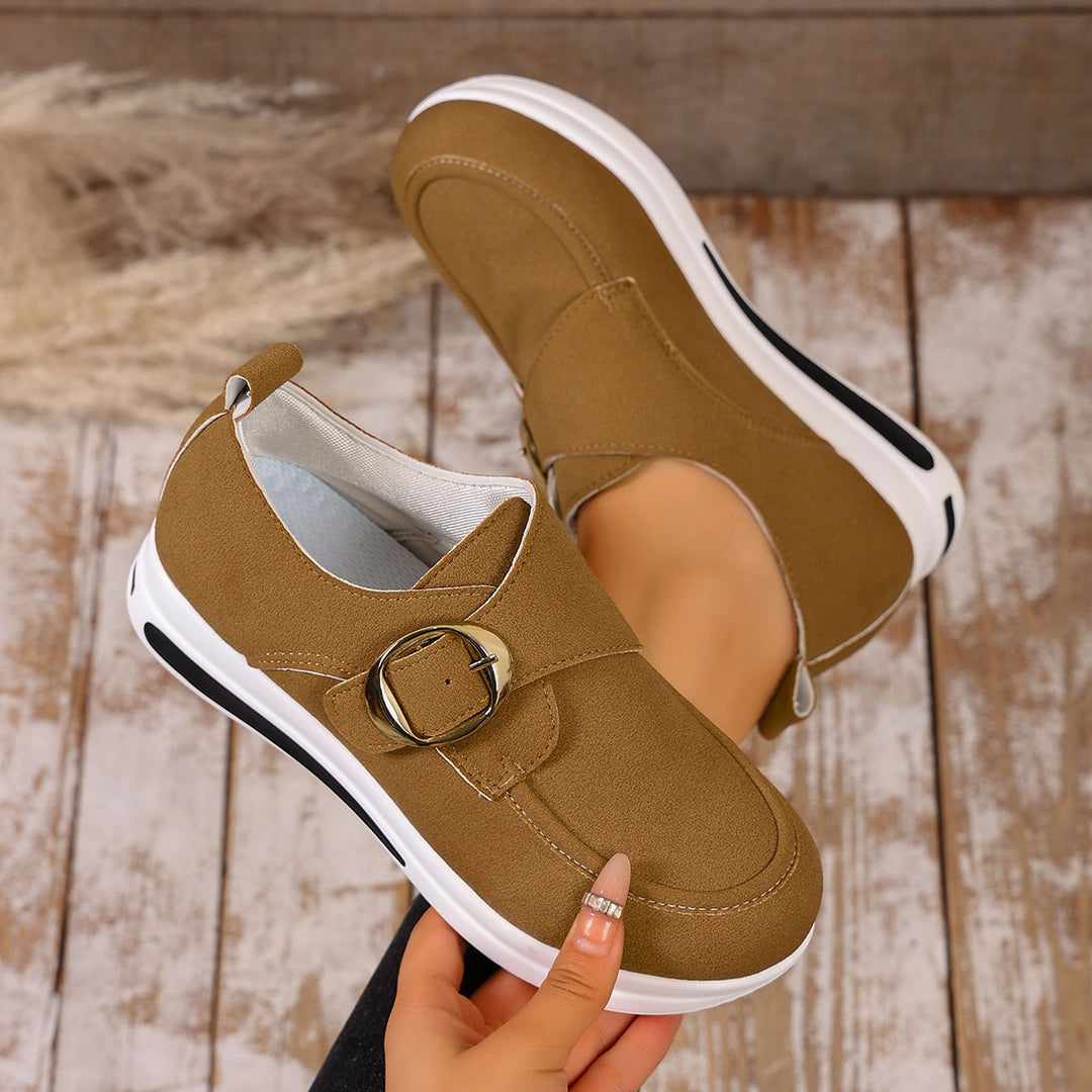 Damen Komfort-Slipper mit dekorativem Schnallenverschluss und ergonomischem Fußbett EB