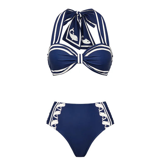 Damen Einteiler Badeanzug mit raffiniertem Cut-Out und dekorativen Schleifen EB