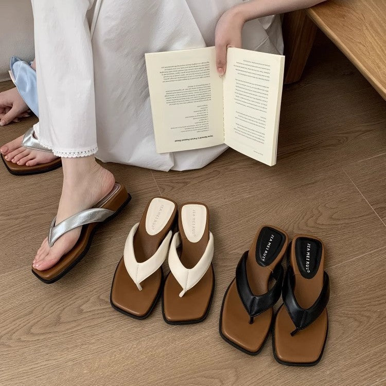 Damen elegante Flip-Flop Pantoletten mit modischem Design und rutschfester Sohle EB