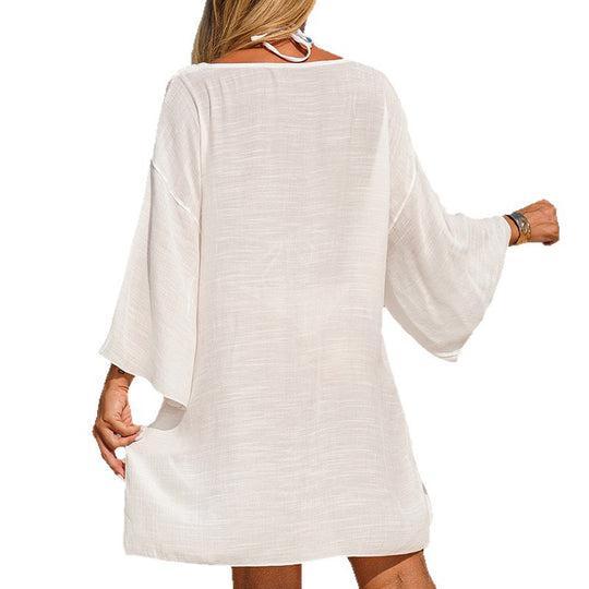 Damen Häkel-Strandüberwurf mit offenem Design und elegantem Schnitt EB