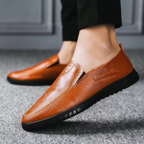 Herren Bequeme Leder Slipper Schuhe EB