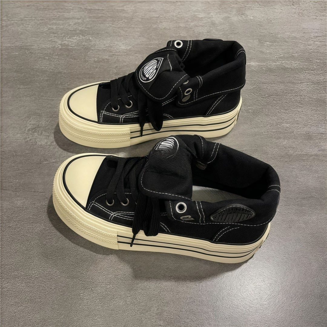 Damen Hohe Plattform-Sneaker mit modischem Design und praktischer Knöchelstütze EB