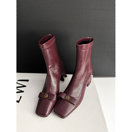 Damen Elegante Stiefeletten mit dekorativem Schmuckelement EB