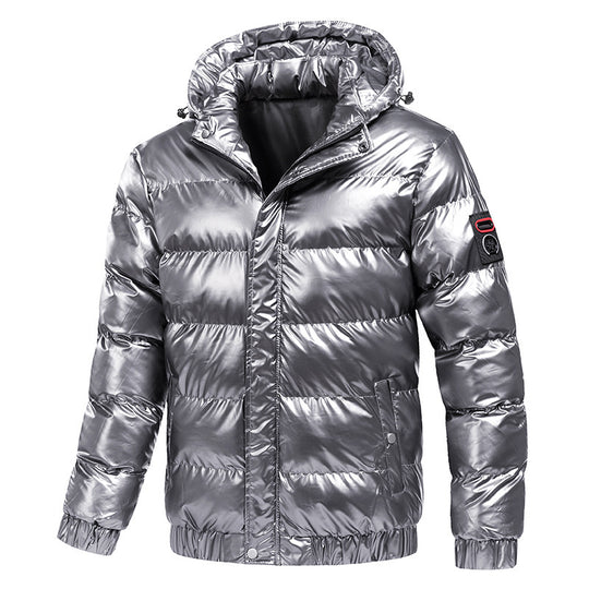 Herren glänzende Winterjacke mit isolierender Kapuze und modernen Steppdetails EB