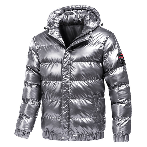 Herren glänzende Winterjacke mit isolierender Kapuze und modernen Steppdetails EB