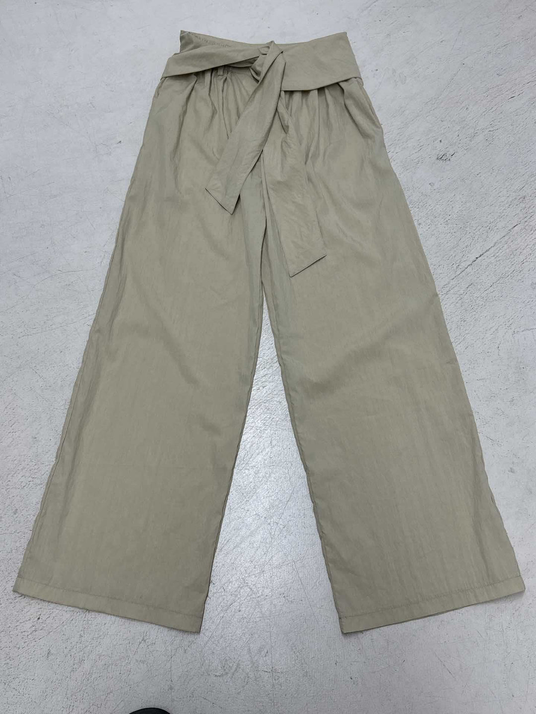 Damen nan Highwaist Leinenhose mit weitem Bein und dekorativem Bindegürtel EB