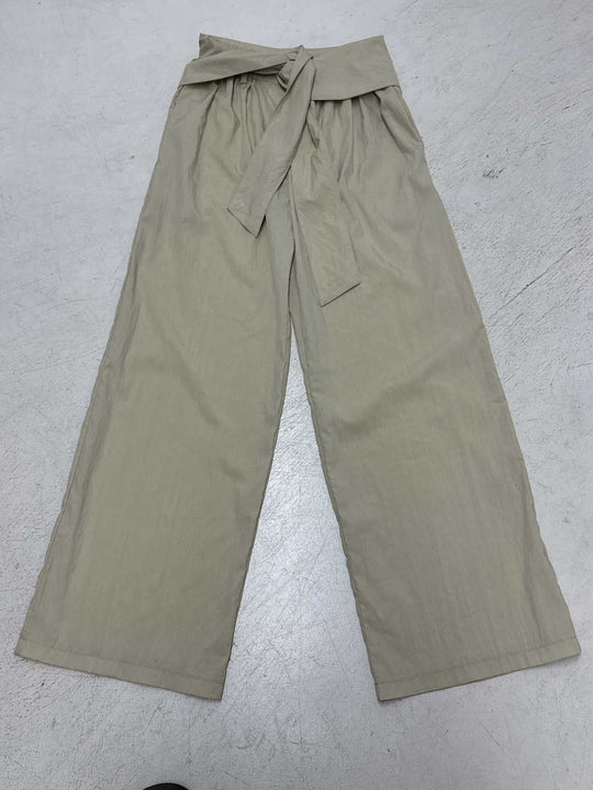 Damen nan Highwaist Leinenhose mit weitem Bein und dekorativem Bindegürtel EB