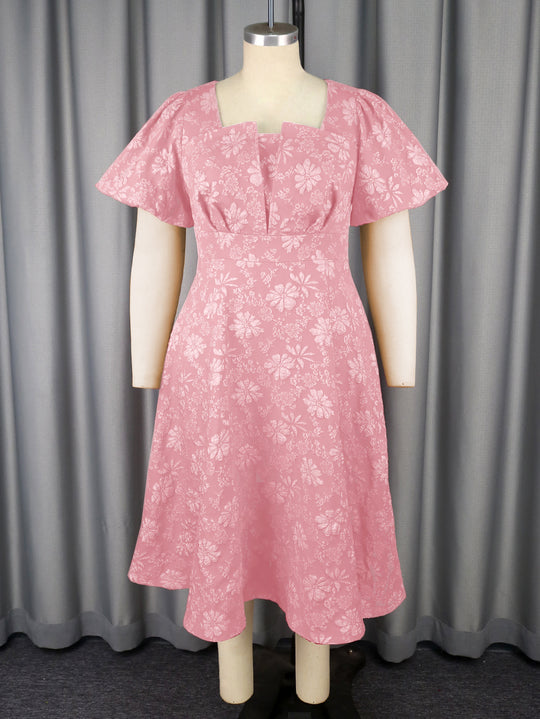 Damen Midikleid mit schwingendem Rock und floralen Mustern EB