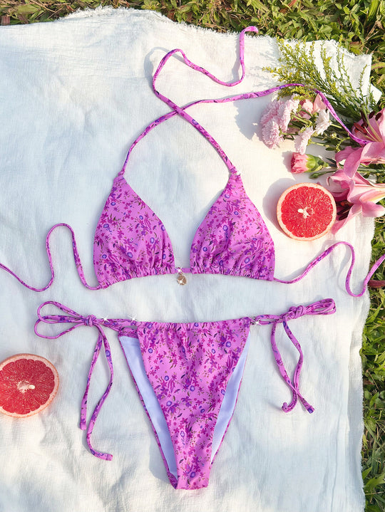 Damen Triangel-Bikini mit verspielten Bindebändern EB