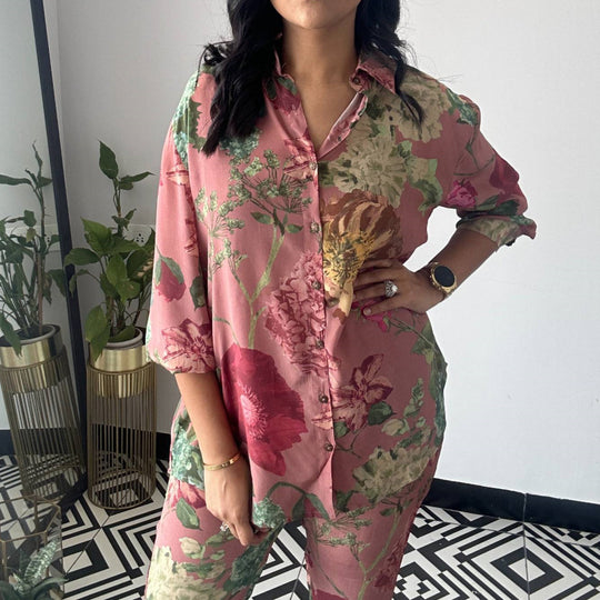 Damen Blumendesign Pyjama-Anzug EB