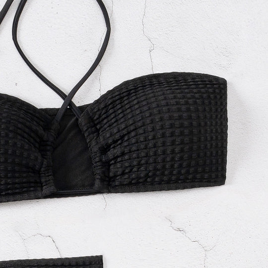 Damen Bandeau-Bikini mit verstellbaren Trägern und schnürbarem Rock EB
