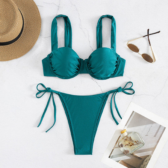 Damen Push-Up Bikini mit großzügigen Trägern und stilvollen Schleifen EB