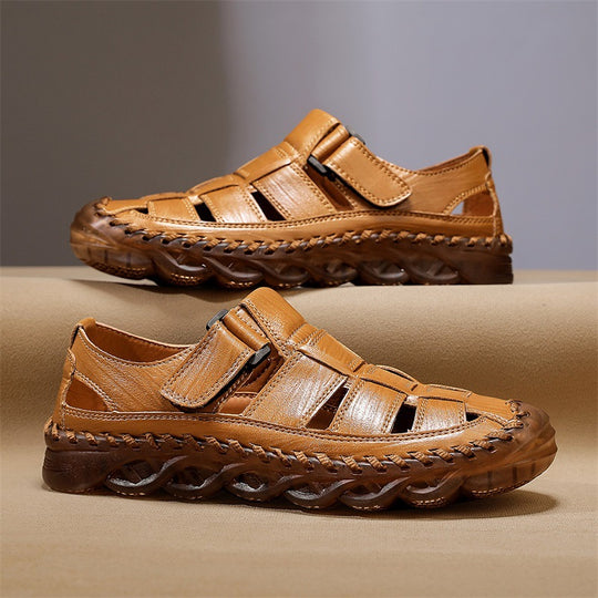Damen Bequeme Lederfreizeitschuhe mit verstellbarem Klettverschluss EB
