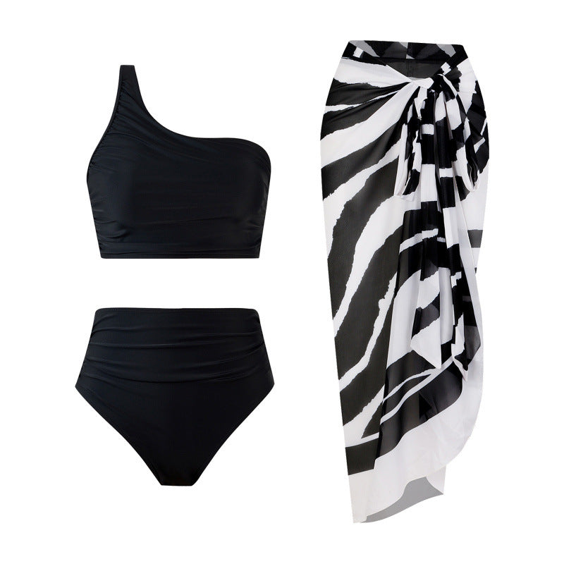 Damen Bikini-Set mit elegantem asymmetrischen Oberteil und hohem Taillenslip EB