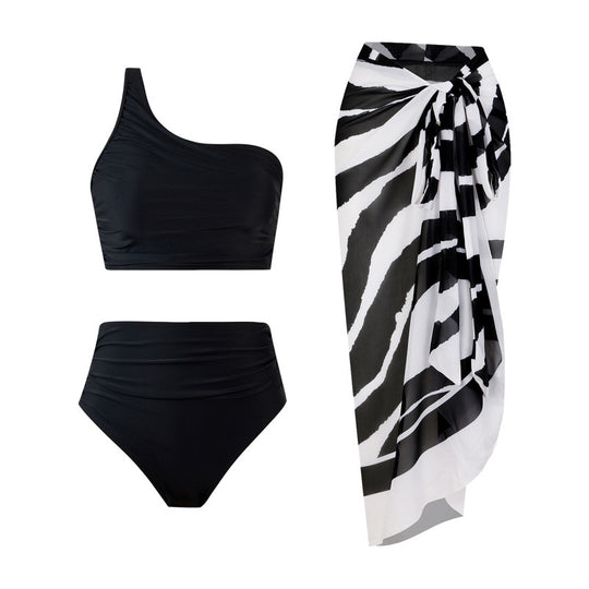 Damen Bikini-Set mit elegantem asymmetrischen Oberteil und hohem Taillenslip EB