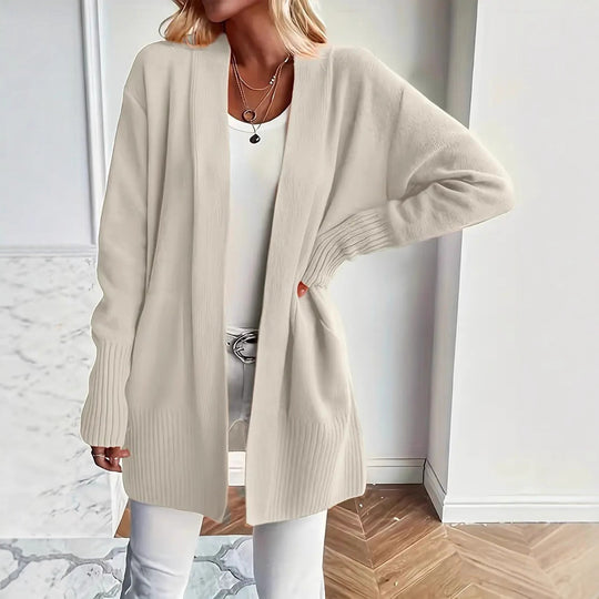 Damen Strickjacke mit offenem Schnitt und Rippstruktur EB