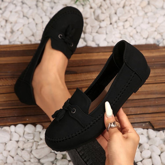 Damen Stilvolle und komfortable Ballerinas mit großem Schleifendetail EB