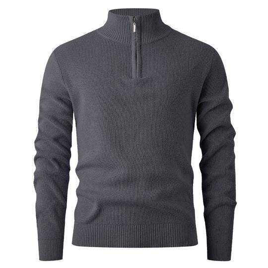 Herren Strickpullover mit halbem Reißverschluss und Rippenstruktur EB