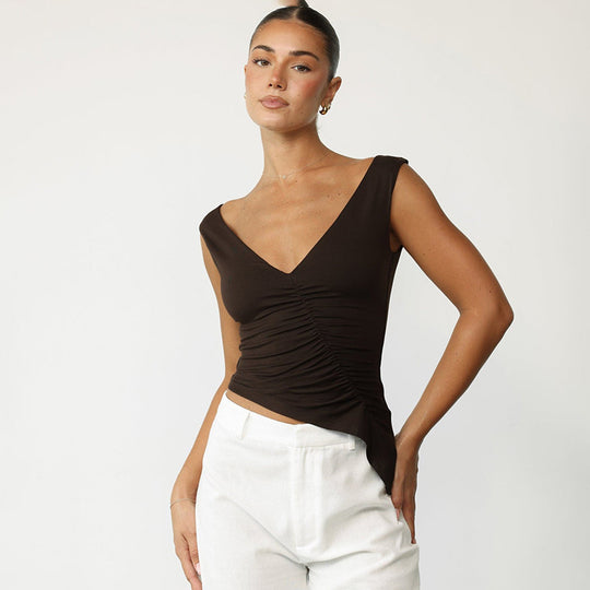 Damen figurbetontes Top mit Rüschendetails EB