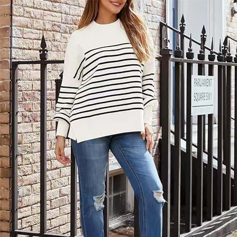 Damen gestreifter Sweatshirtpullover EB