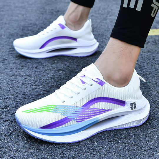 Unisex leichte Dämpfungs-Laufschuhe mit atmungsaktivem Mesh-Oberteil, seitlicher Energielaufsohle und Fersen-Zuglasche EB