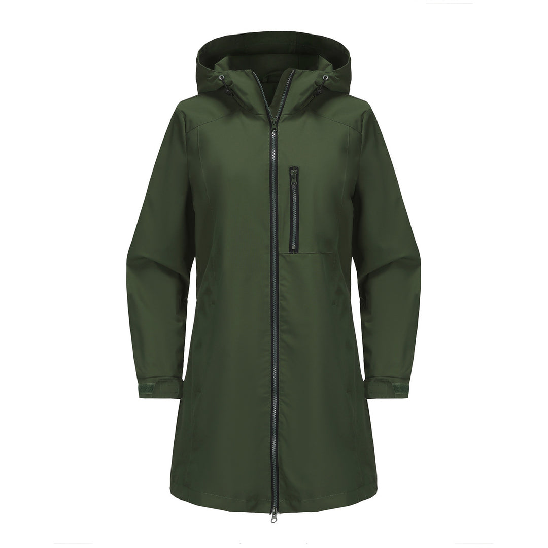 Damen modische Regenjacke mit Kapuze und praktischen Taschen EB