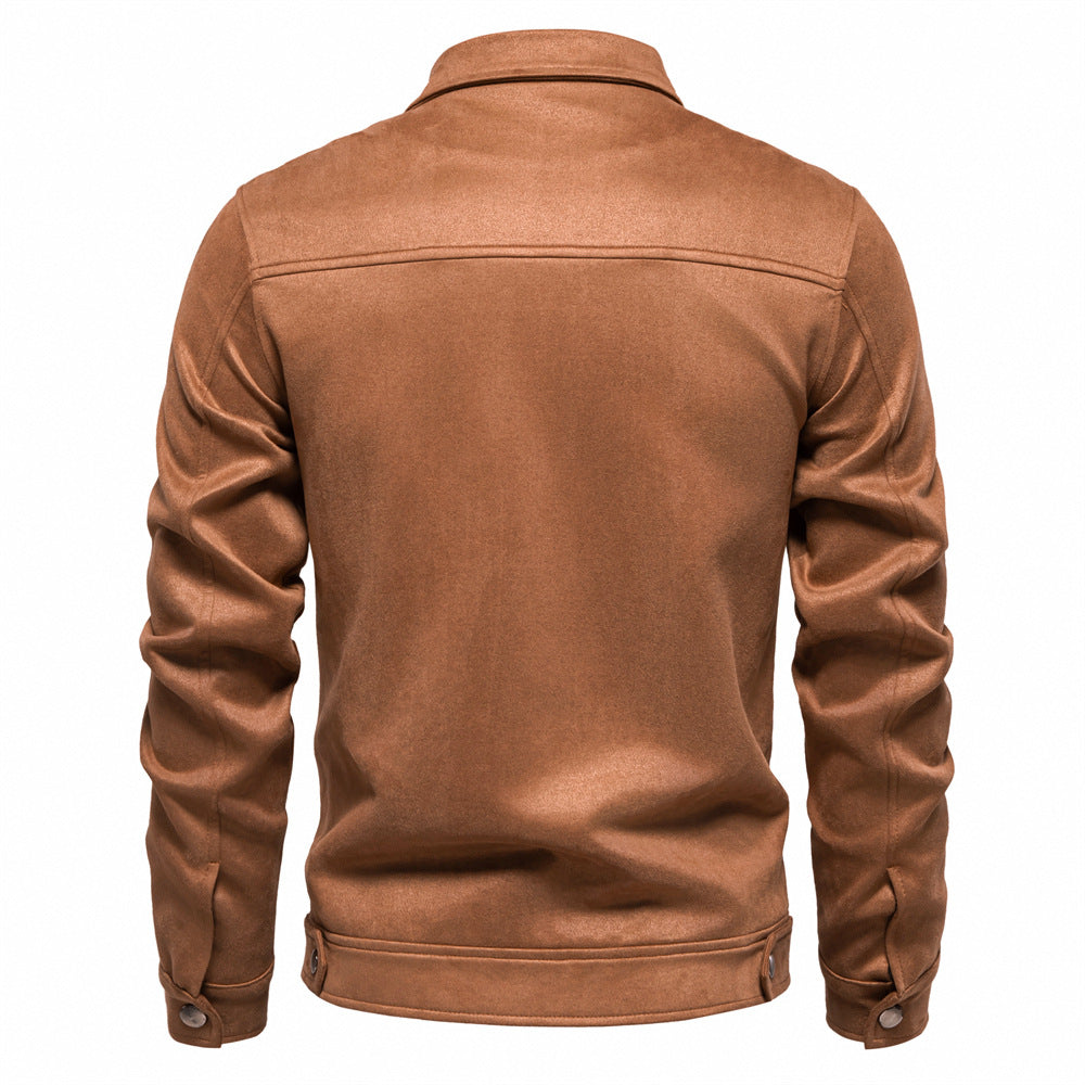 Herren Kunstlederjacke mit strukturiertem Design und seitlichen Reißverschlusstaschen EB