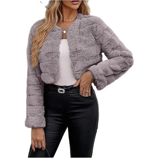 Damen modischer Leopardenplüschjacke EB