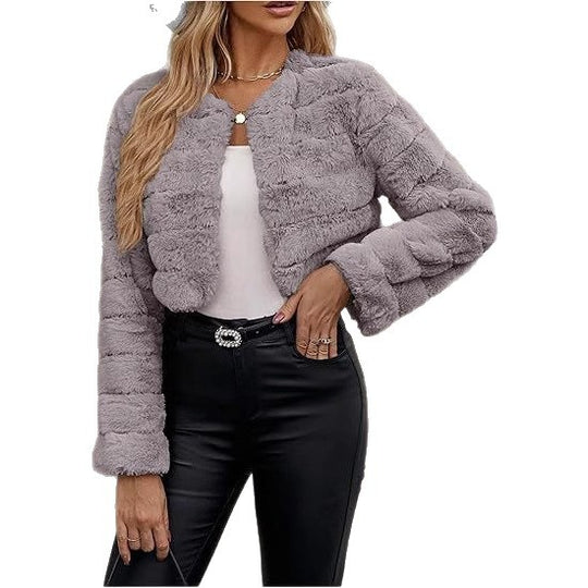 Damen modischer Leopardenplüschjacke EB