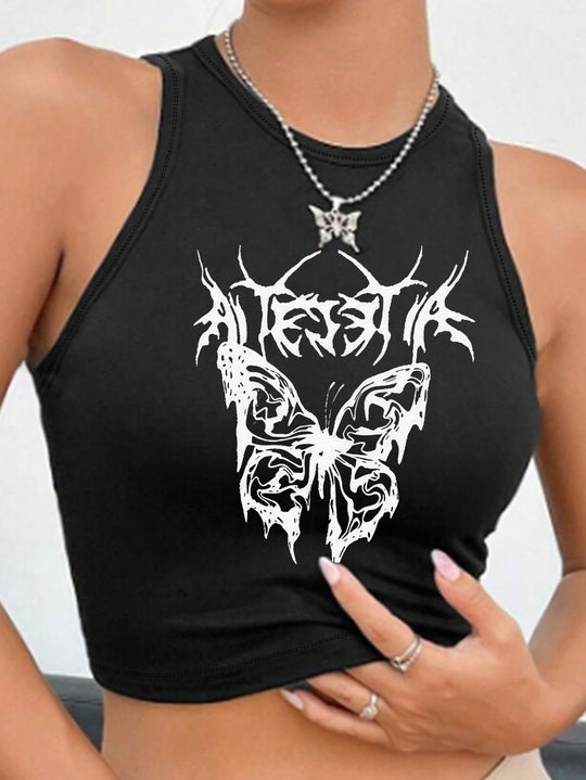 Damen Crop-Top mit einzigartigem Design und modischem Schriftzug EB