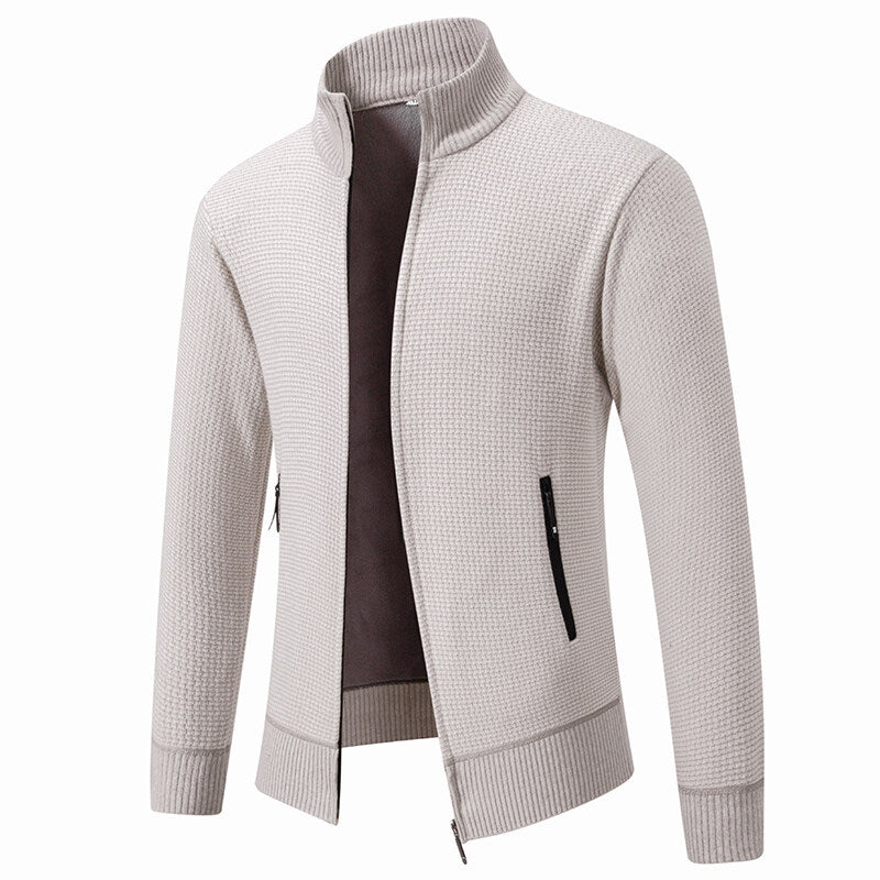 Herren leichte Strickjacke mit modernem Zipper und sportlichem Design EB