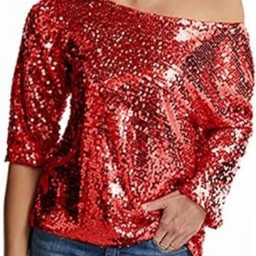 Damen Glitzernde Pailletten-Bluse EB